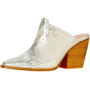 CHINESE LAUNDRY WOMEN'S BEAUTE AQUA SNAKE PRINT FASHION MULE EUC 7.5